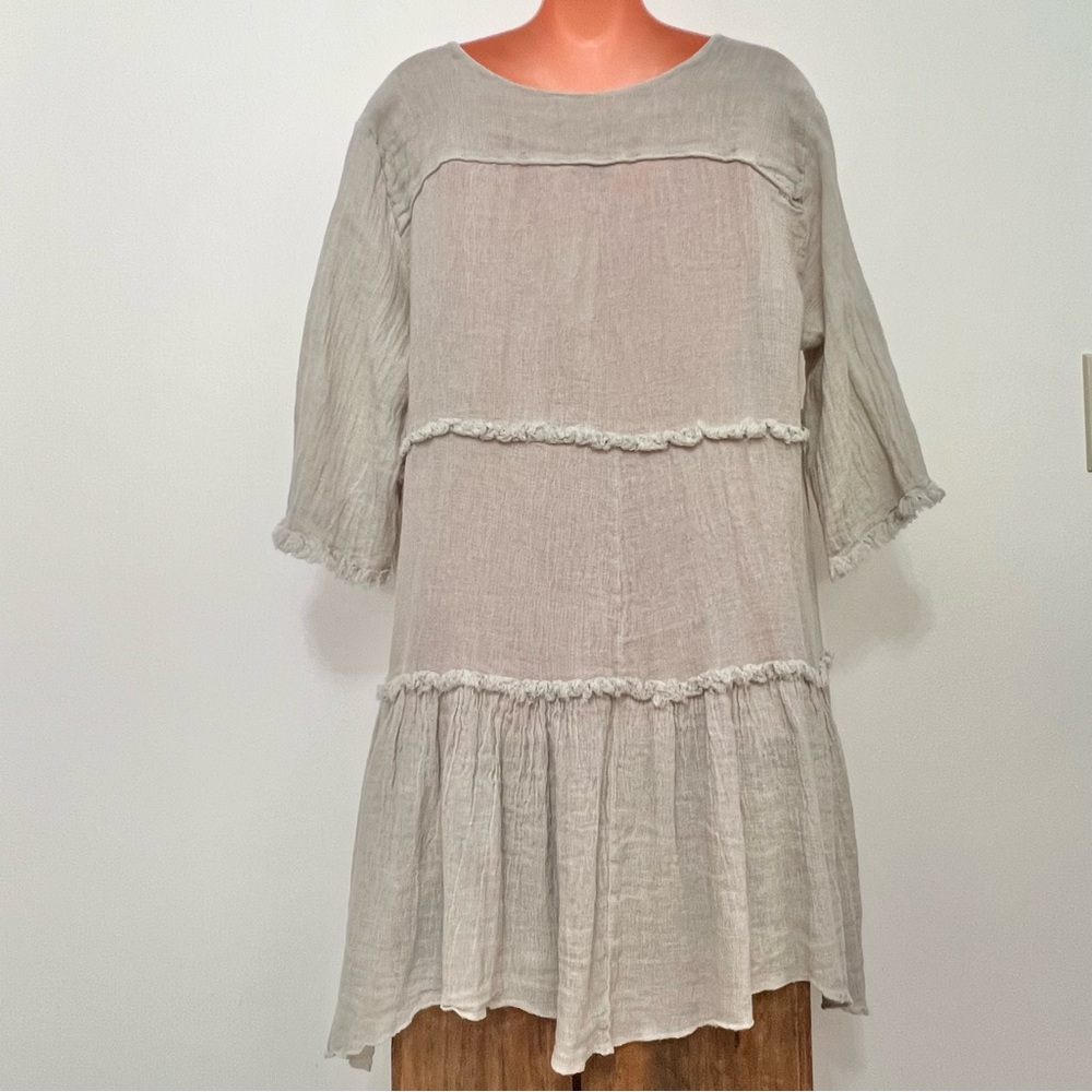 NWT Meo Meli Gauzy Flowy Tunic Top Dress Boho Beachy Neutral - Picture 9 of 14